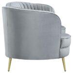 Sophia Upholstered Loveseat with Camel Back Gray and Gold 506865 by Coaster Furniture - Image 5