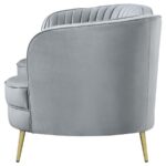 Sophia Upholstered Loveseat with Camel Back Gray and Gold 506865 by Coaster Furniture - Image 6