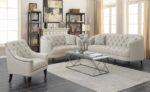 Sophia Upholstered Loveseat with Camel Back Gray and Gold 506865 by Coaster Furniture - Image 10
