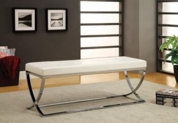 Bench with Metal Base White and Chrome 501157 by Coaster Furniture