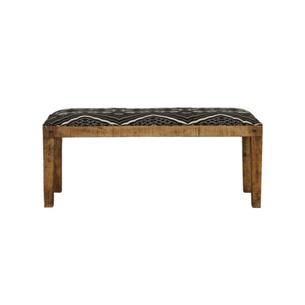 Serene Rectangular Upholstered Bench Natural and Navy 910177 by Coaster Furniture - Image 4