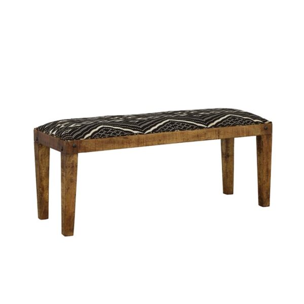 Serene Rectangular Upholstered Bench Natural and Navy 910177 by Coaster Furniture - Image 5