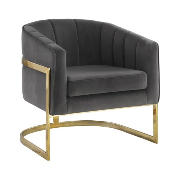 Tufted Barrel Accent Chair Dark Gray and Gold 903039 by Coaster Furniture - Image 3
