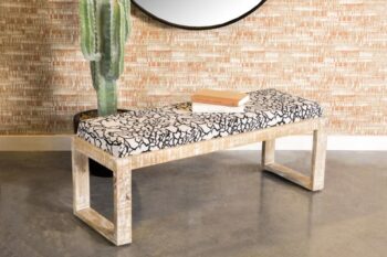 Sled Leg Upholstered Accent Bench Black and White 914138 by Coaster Furniture
