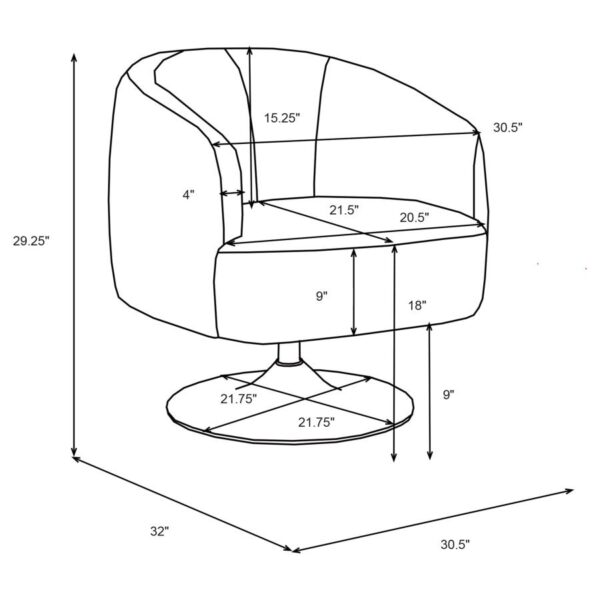 Upholstered Swivel Accent Chair Beige and Matte Black 905739 by Coaster Furniture - Image 4