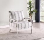Upholstered Accent Chair with Spindle Accent White and Navy 903835 by Coaster Furniture