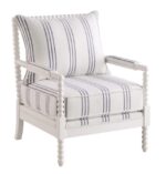 Upholstered Accent Chair with Spindle Accent White and Navy 903835 by Coaster Furniture - Image 2