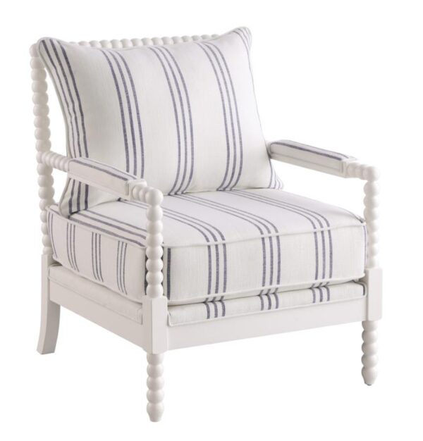 Upholstered Accent Chair with Spindle Accent White and Navy 903835 by Coaster Furniture - Image 2