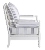 Upholstered Accent Chair with Spindle Accent White and Navy 903835 by Coaster Furniture - Image 5