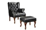 Button Tufted Back Accent Chair with Ottoman Black and Espresso 900262 by Coaster Furniture