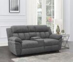 Charcoal Bahrain Upholstered Power Loveseat with Console 609542P by Coaster Furniture