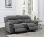 Charcoal Bahrain Upholstered Power Loveseat with Console 609542P by Coaster Furniture - Image 2