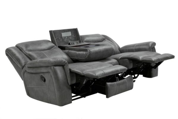 Conrad Upholstered Motion Sofa Cool Grey 650354 by Coaster Furniture - Image 11