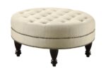 Round upholstered tufted ottoman oatmeal 500018 by coaster furniture - Image 2