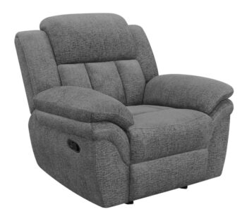 Bahrain Upholstered Glider Recliner Charcoal 609543 by Coaster Furniture