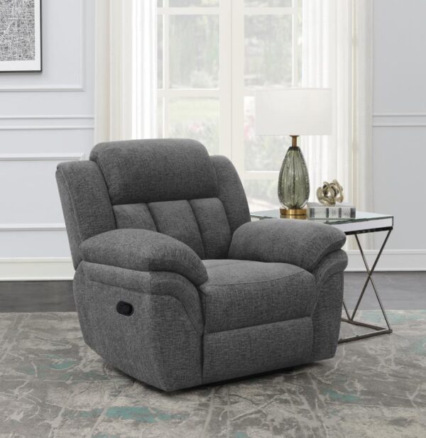 Bahrain Upholstered Glider Recliner Charcoal 609543 by Coaster Furniture - Image 9