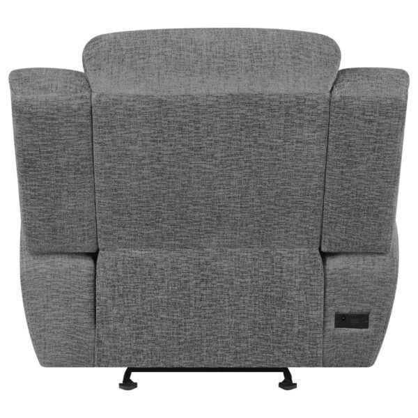 Bahrain Upholstered Power Glider Recliner Charcoal 609543P by Coaster Furniture - Image 5