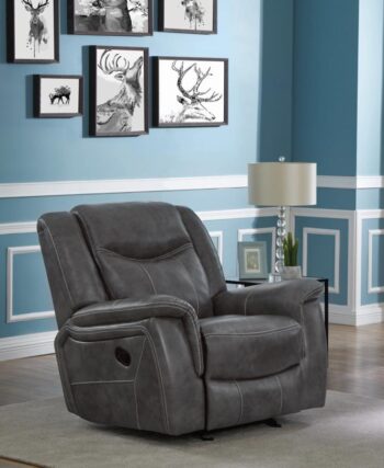 Conrad Upholstered Motion Glider Recliner Grey 650356 by Coaster Furniture 3