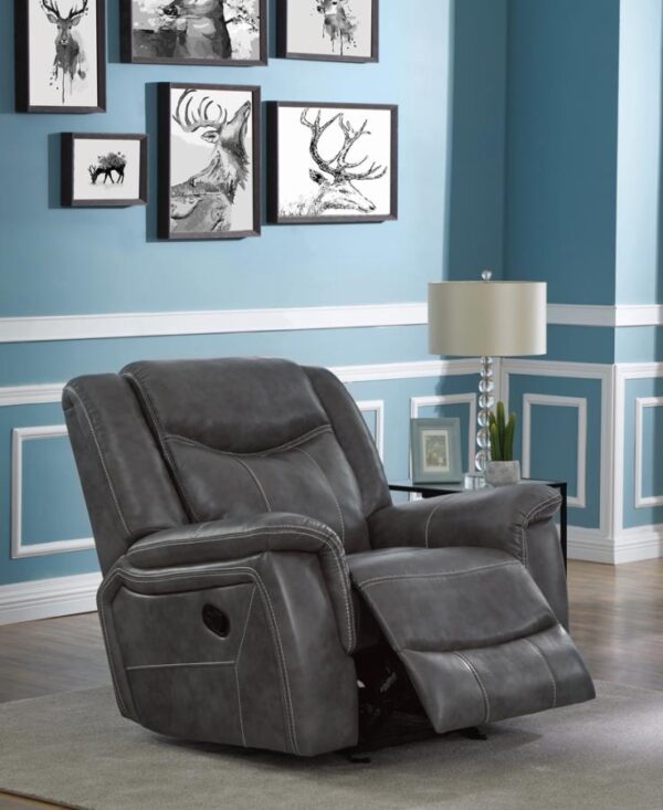 Conrad Upholstered Motion Glider Recliner Grey 650356 by Coaster Furniture - Image 2
