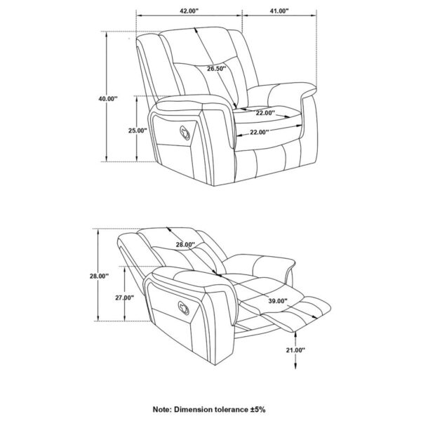 Conrad Upholstered Motion Glider Recliner Grey 650356 by Coaster Furniture - Image 5