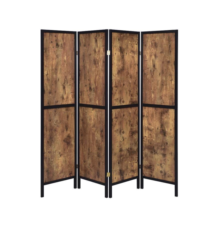 Deepika 4-Panel Folding Screen Antique Nutmeg And Black 961413 By Coaster Furniture | Mobilia Cleopatra 3 Deepika 4-panel Folding Screen Antique Nutmeg and Black 961413 by Coaster Furniture - Image 1