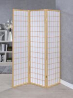 Carrie 3-panel Folding Screen Natural and White 4621 by Coaster Furniture
