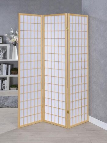 Carrie 3-panel Folding Screen Natural and White 4621 by Coaster Furniture