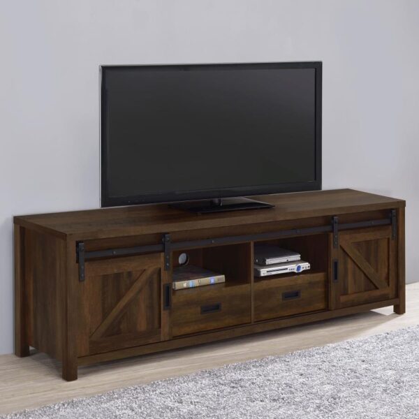 Madra Rectangular TV Console with 2 Sliding Doors 736273 by Coaster Furniture - Image 2