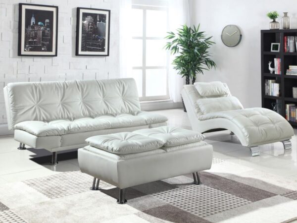 Dilleston Tufted Back Upholstered Sofa Bed White 300291 By Coaster Furniture - Image 4
