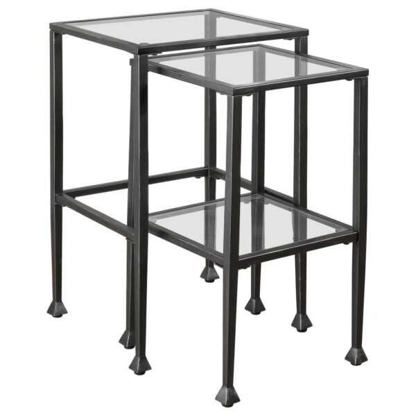 Leilani 2-piece Glass Top Nesting Tables Black 901073 By Coaster Furniture - Image 2