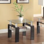 Dyer Tempered Glass End Table with Shelf Black 702287 By Coaster Furniture