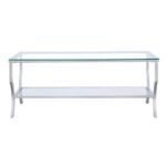 Saide Rectangular Coffee Table with Mirrored Shelf Chrome 720338 By Coaster Furniture 6