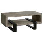 Dinard Coffee Table with Shelf Gray Driftwood 720878 By Coaster Furniture - Image 3