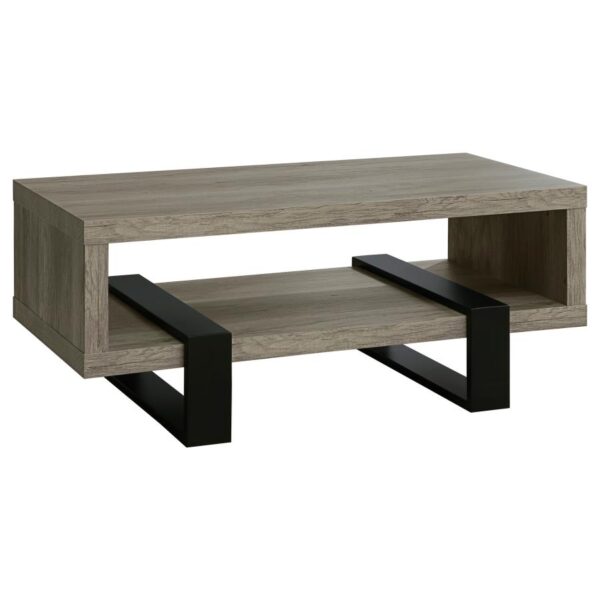 Dinard Coffee Table with Shelf Gray Driftwood 720878 By Coaster Furniture - Image 3