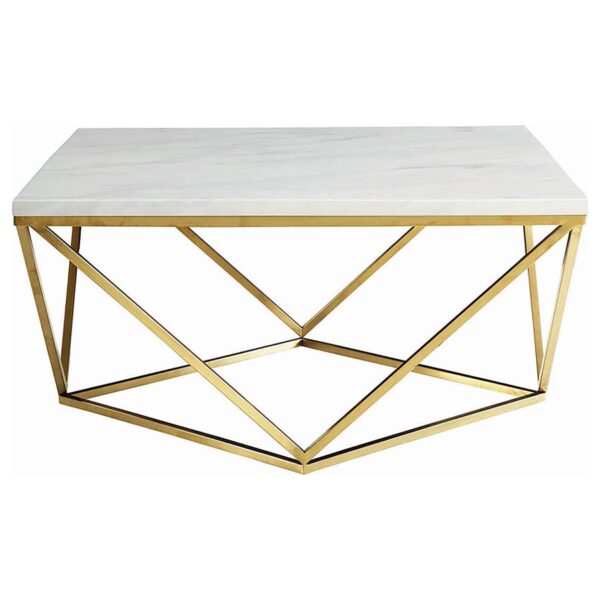 Meryl Square Coffee Table White and Gold 700846 By Coaster Furniture - Image 2