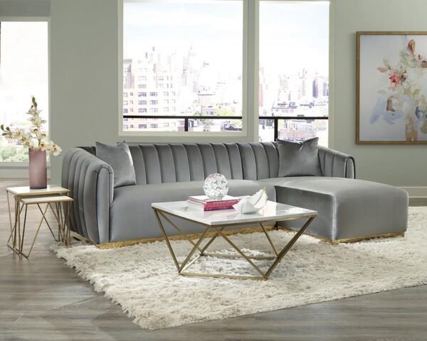 Meryl Square Coffee Table White and Gold 700846 By Coaster Furniture - Image 3