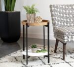 Adhvik Round Accent Table with Marble Shelf Natural and Black 931218 By Coaster Furniture