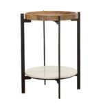 Adhvik Round Accent Table with Marble Shelf Natural and Black 931218 By Coaster Furniture - Image 2