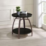 Dacre Round End Table Dark Grey and Black Nickel 722207 By Coaster Furniture