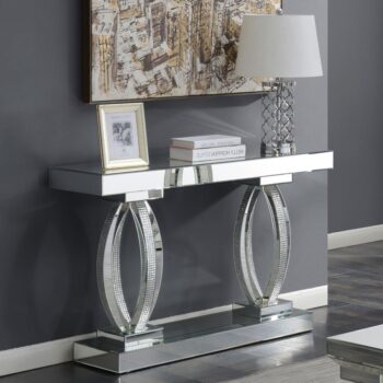 Amalia Rectangular Sofa Table with Shelf Clear Mirror 722519 By Coaster Furniture
