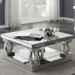 Amalia Square Coffee Table with Lower Shelf Clear Mirror 722518 By Coaster Furniture