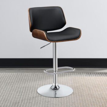 Folsom Upholstered Adjustable Bar Stool Black and Chrome 130502 by Coaster Furniture