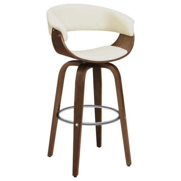 Zion Upholstered Swivel Bar Stool Walnut and Ecru 100206 By Coaster Furniture - Image 2