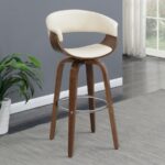 Zion Upholstered Swivel Bar Stool Walnut and Ecru 100206 By Coaster Furniture