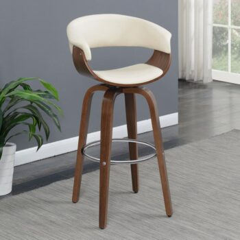 Zion Upholstered Swivel Bar Stool Walnut and Ecru 100206 By Coaster Furniture