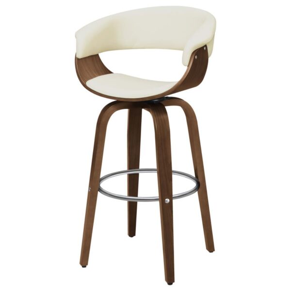 Zion Upholstered Swivel Bar Stool Walnut and Ecru 100206 By Coaster Furniture - Image 3