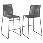 Jerome Upholstered Bar Stools with Footrest (Set of 2) Charcoal and Gunmetal 192064 By Coaster Furniture - Image 5