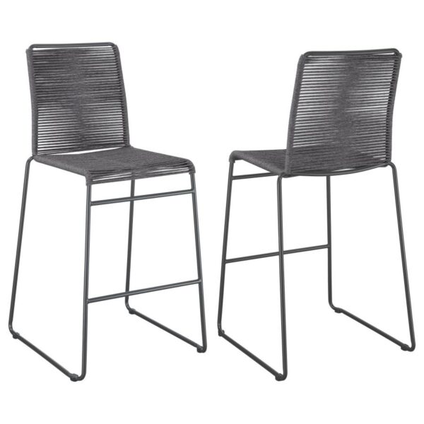 Jerome Upholstered Bar Stools with Footrest (Set of 2) Charcoal and Gunmetal 192064 By Coaster Furniture - Image 5