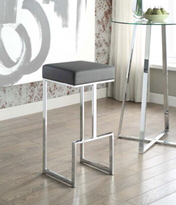 Gervase Square Bar Stool Gray and Chrome 105262 By Coaster Furniture