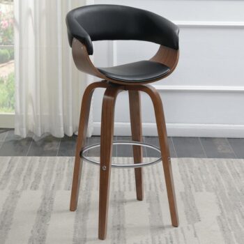 Zion Upholstered Swivel Bar Stool Walnut and Black 100205 By Coaster Furniture